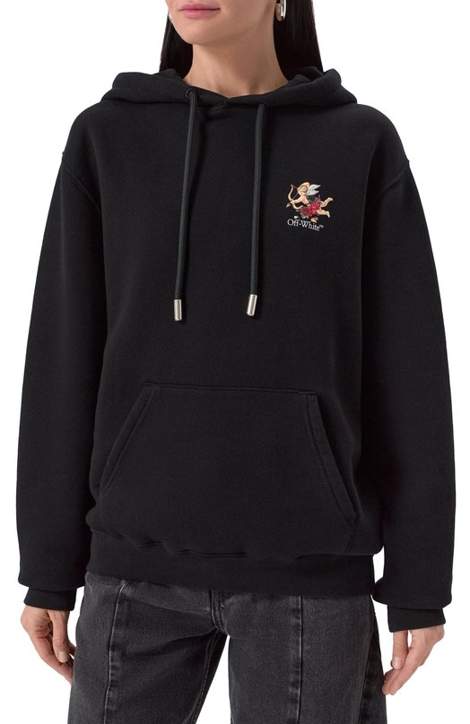 Хлопковое худи Off-White 0WBB064S25FLE0011001 Чёрный  0WBB064S25FLE0011001 Фото 3