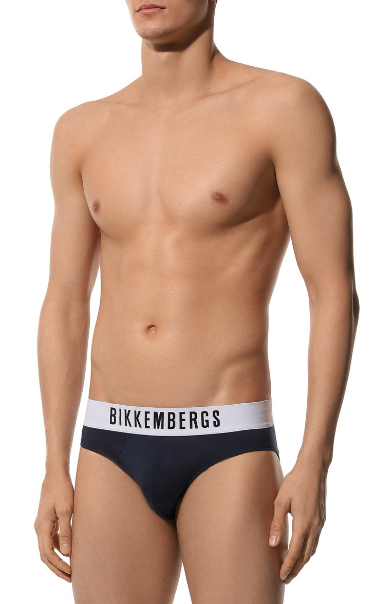 Мужские комплект из двух брифов DIRK BIKKEMBERGS темно-синего цвета, арт. BKK1USP10BI | Фото 2 (Материал сплава: Проставлено; Материал внешний: Хлопок; Нос: Не проставлено; Мужское Кросс-КТ: Трусы; Кросс-КТ: бельё; Трусы М: Брифы)