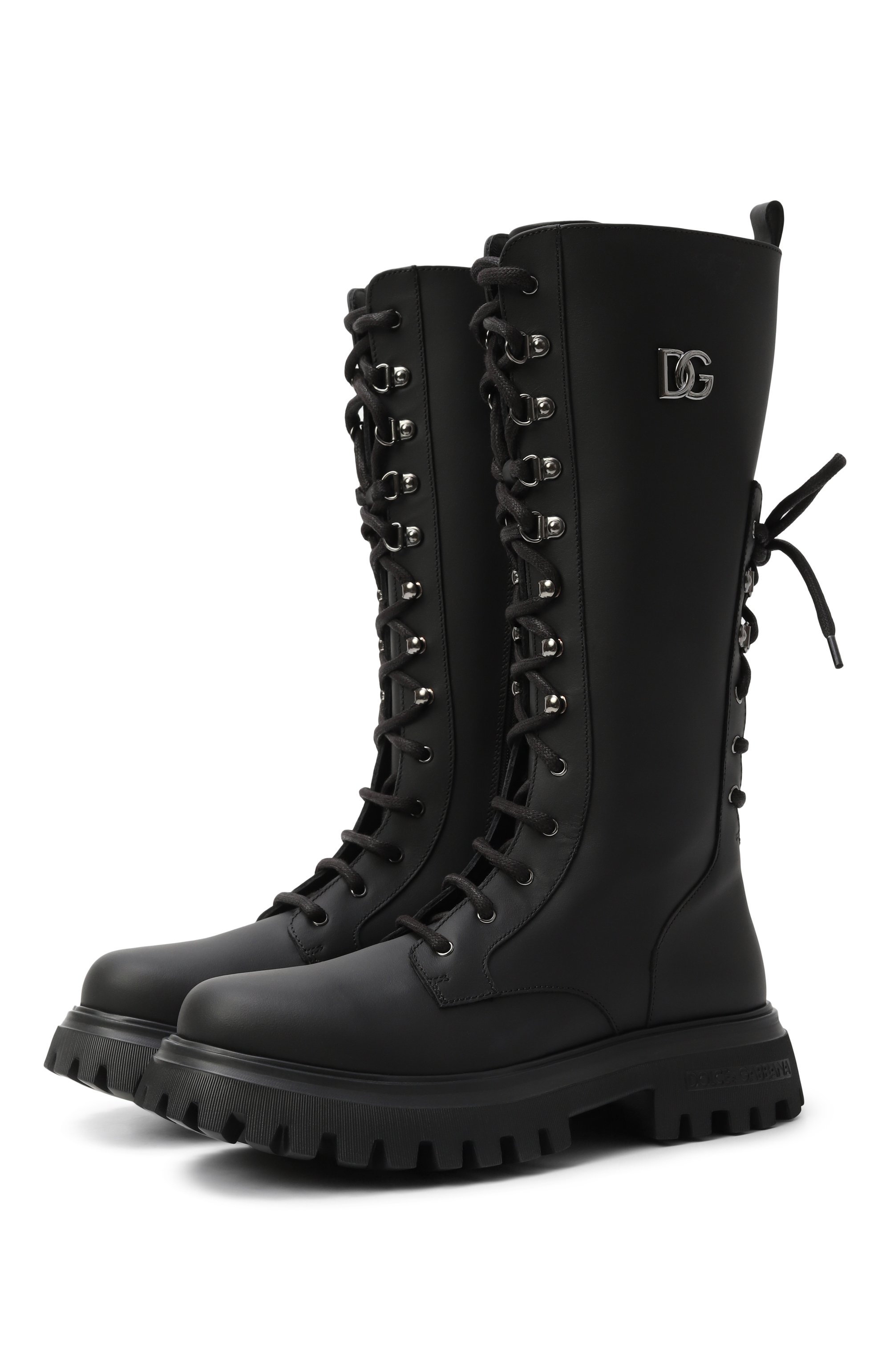 Кожаные ботинки DOLCE & GABBANA черного цвета по цене 86550 руб., арт. D11342/A6379/37-39, фото 1 Кожаные ботинки DOLCE & GABBANA, арт. D11342/A6379/37-39, фото 1