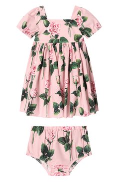 Женский комплект из платья и шорт DOLCE & GABBANA светло-розового цвета, арт. L24DF4/HS5S8 | Фото 1 (Нос: Не проставлено; Материал сплава: Проставлено; Материал внешний: Хлопок; Ростовка одежда: 6 мес | 68 см, 18 мес | 86 см, 12 мес | 80 см, 24 мес | 92 см, 9 мес | 74 см)