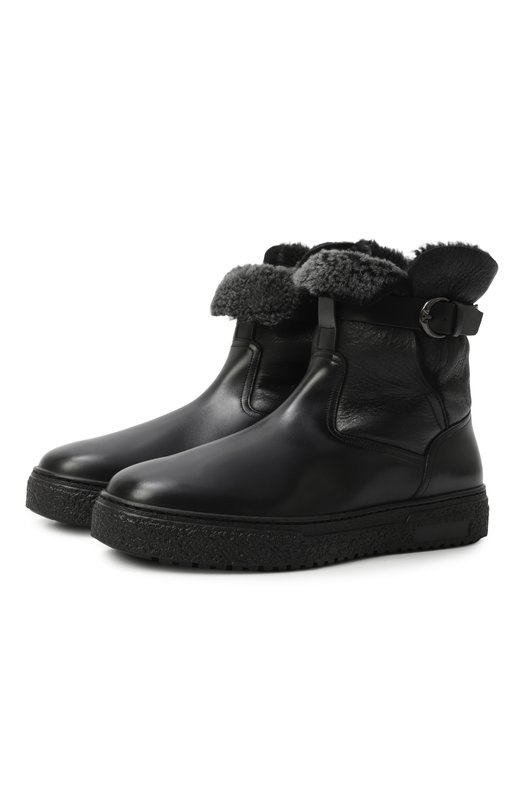 Кожаные сапоги Polacco Chamonix W.Gibbs 1871005/VITELL0 B0X/DENVER FUR Чёрный 1871005/VITELL0 B0X/DENVER FUR