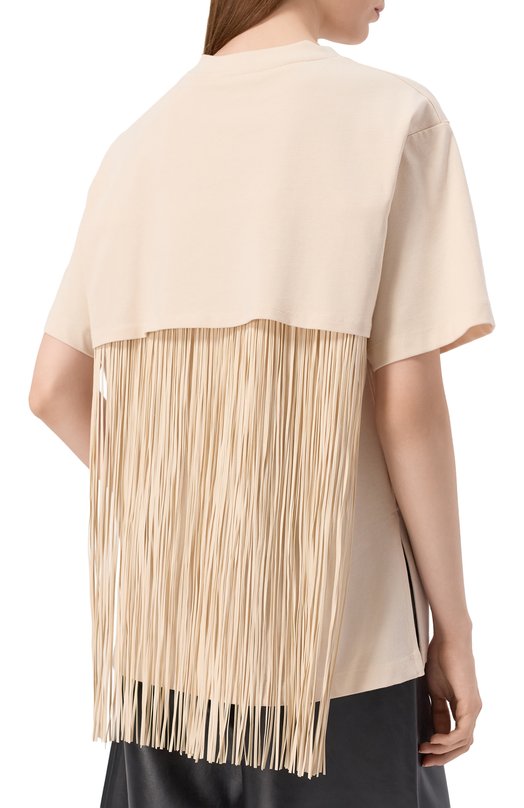 Хлопковая футболка Sportmax TEATIN0 Кремовый  TEATIN0 Фото 4