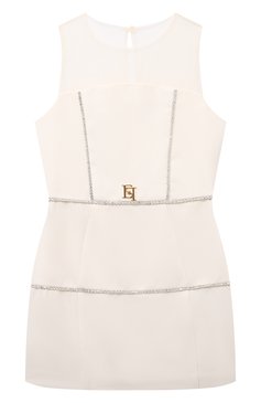 �Детское платье ELISABETTA FRANCHI LA MIA BAMBINA кремвого цвета, арт. EFAB4940/GA085/10A-12A+ | Фото 1 (Случай: Вечерний; Рукава: Короткие; Материал внешний: Синтетический материал; Материал сплава: Проставлено; Драгоценные камни: Проставлено; Материал подклада: Вискоза)