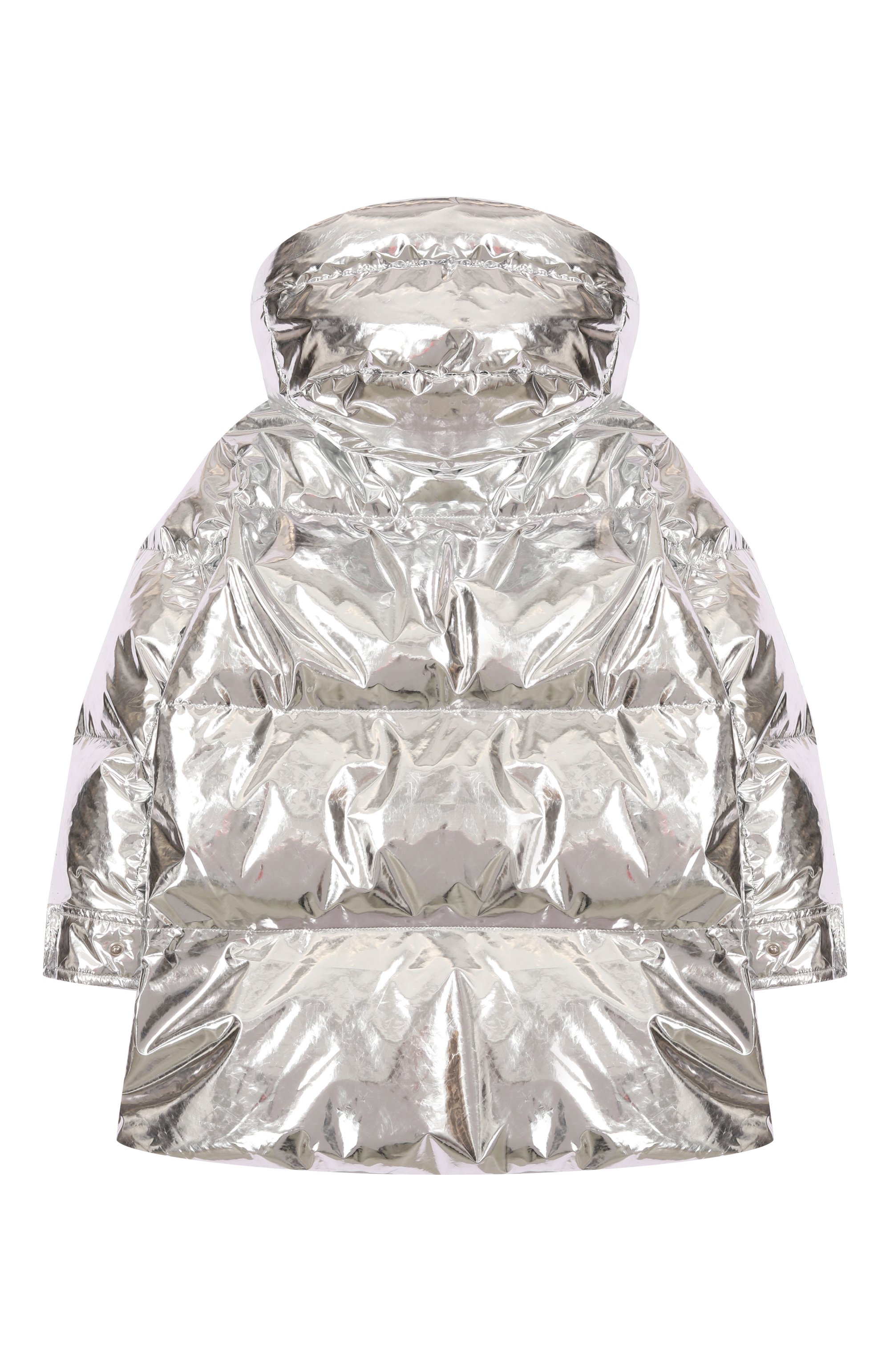 Пуховик с меховой отделкой YVES SALOMON ENFANT серебряного цвета по цене 79950 руб., арт. 25WEM912XXD0XW/6A, фото 2 Пуховик с меховой отделкой YVES SALOMON ENFANT, арт. 25WEM912XXD0XW/6A, фото 2