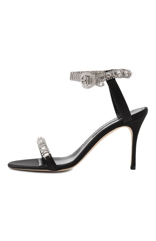 Текстильные босоножки Asasan 90 Manolo Blahnik 424-1930/SAT Чёрный  424-1930/SAT Фото 4