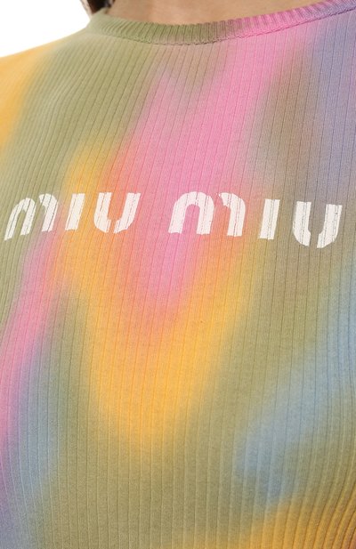 Хлопковый пуловер MIU MIU, арт. MJL813-10KY-F0055, фото 5