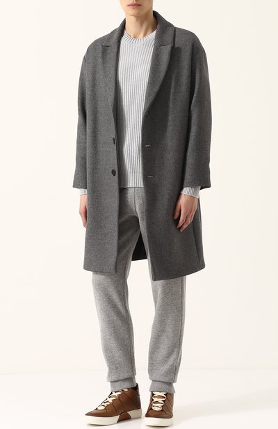 Кожаные кеды на шнуровке ZEGNA светло-коричневого цвета по цене 98300 руб., арт. A2891X-MFS, фото 2 Кожаные кеды на шнуровке ZEGNA, арт. A2891X-MFS, фото 2