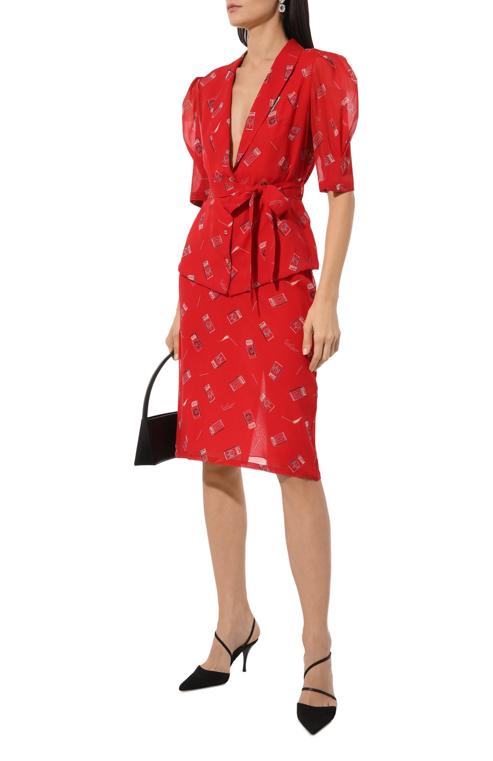 Шелковая юбка ULYANA SERGEENKO красного цвета по цене 110000 руб., арт. GNC001FW23P 2676т23, фото 2 Шелковая юбка ULYANA SERGEENKO, арт. GNC001FW23P 2676т23, фото 2