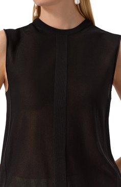 Женский топ из вискозы JIL SANDER черного цвета, арт. J01NC0157/J18337 | Фото 5 (Материал внешний: Вискоза; Драгоценные камни: Проставлено; Материал сплава: Проставлено; Длина (для топов): Стандартные; Рукава: Без рукавов; Стили: Минимализм)