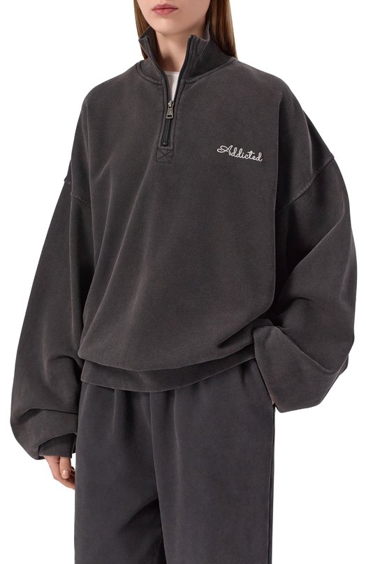 Свитшот из хлопка и шерсти Addicted FT2401.1 Чёрный  FT2401.1 Фото 3