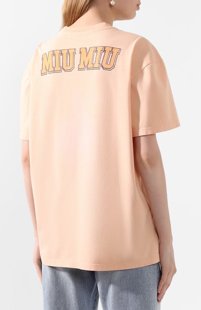 Хлопковая футболка MIU MIU, арт. MJN195-1WHU-F0075, фото 4