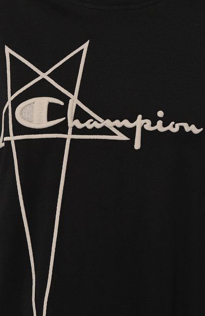 Хлопковая футболка rick owens x champion RICK OWENS черного цвета по цене 32100 руб., арт. CW02C9229/CHJEG, фото 5 Хлопковая футболка rick owens x champion RICK OWENS, арт. CW02C9229/CHJEG, фото 5