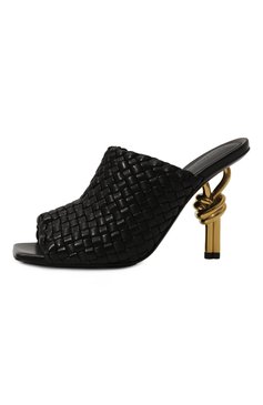 Женские кожаные мюли knot BOTTEGA VENETA черного цвета, арт. 754143V2P50 1000 | Фото 2 (Материал внешний: Натуральная кожа; Материал внутренний: Натуральная кожа; Каблук высота: Высокий; Подошва: Плоская; Каблук тип: Фигурный)
