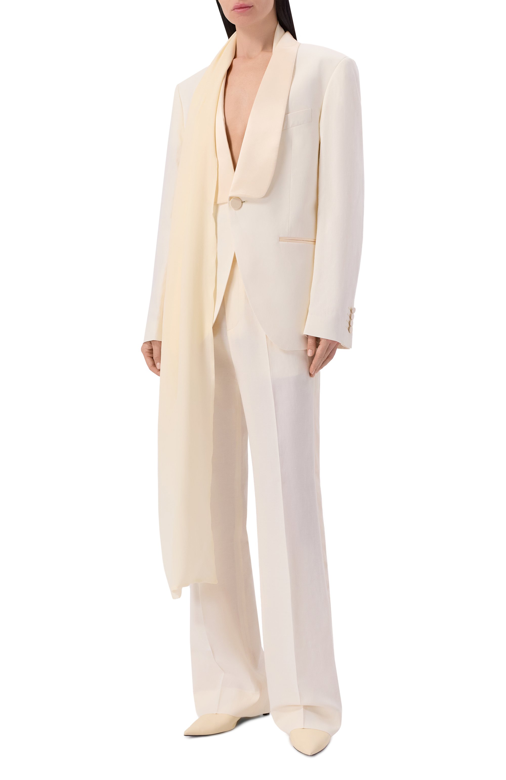 Жакет из вискозы и льна ARMARIUM кремового цвета по цене 278000 руб., арт. ARMFWB015/V016, фото 3 Жакет из вискозы и льна ARMARIUM, арт. ARMFWB015/V016, фото 3