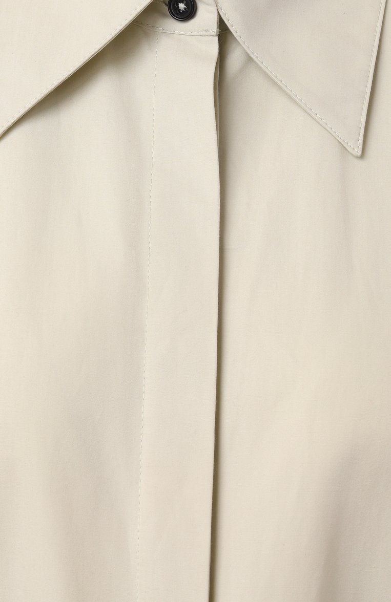 Женское хлопковое платье JIL SANDER светло-зеленого цвета, арт. J04CT0005-J45002 | Фото 6 (Длина Ж (юбки, платья, шорты): Миди; Рукава: Длинные; Драгоценные камни: Проставлено; Материал сплава: Проставлено; Случай: Повседневный; Женское Кросс-КТ: Платье-одежда; Стили: Кэжуэл; Материал внешний: Хлопок)