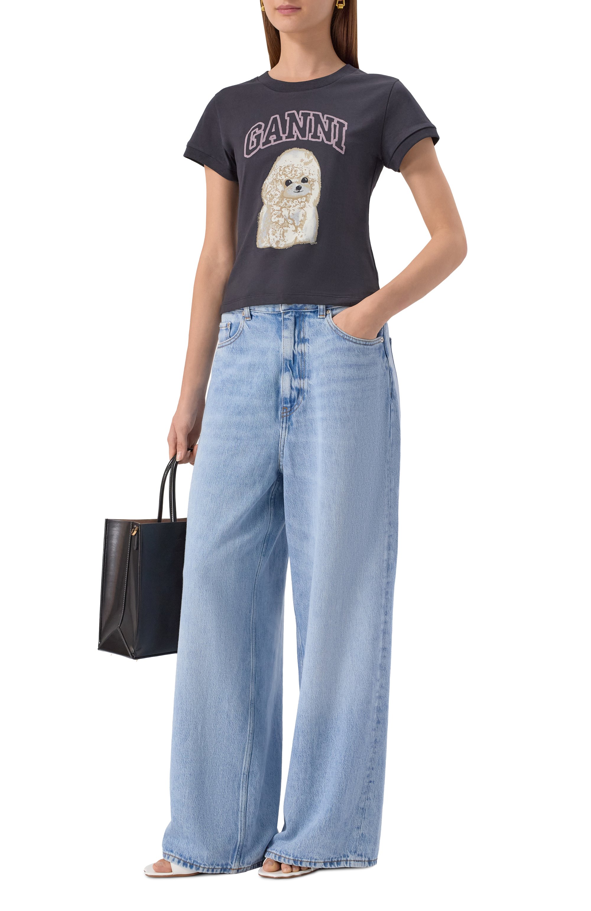 Хлопковая футболка GANNI, арт. T4239, фото 2