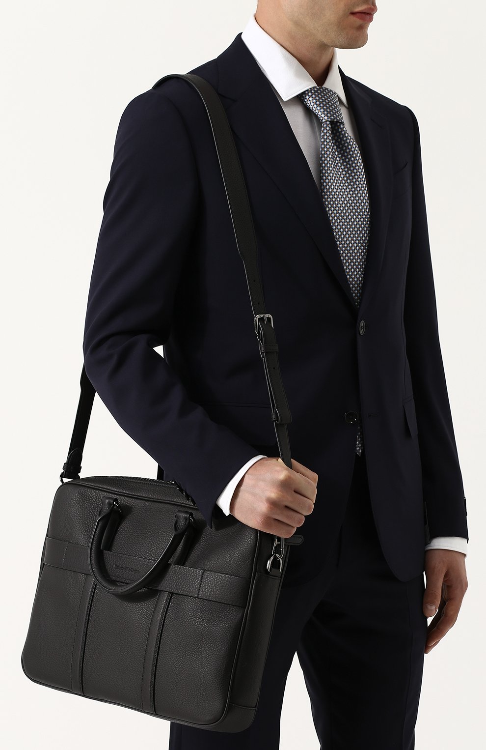 Кожаная сумка для ноутбука с плечевым ремнем ZEGNA, арт. C1275X-CBS, фото 5
