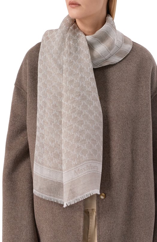 Шарф из шерсти и шелка Max Mara MXA0RA Бежевый  MXA0RA Фото 2