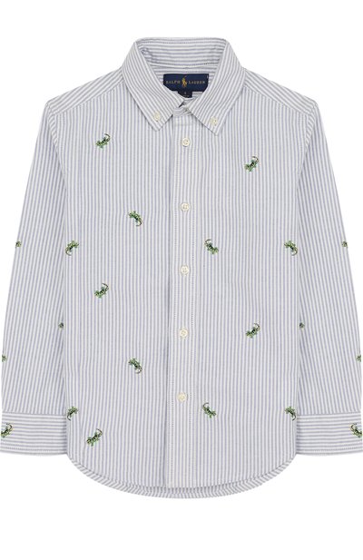 Хлопковая рубашка с воротником button down и вышивкой RALPH LAUREN, арт. 322691591, фото 1