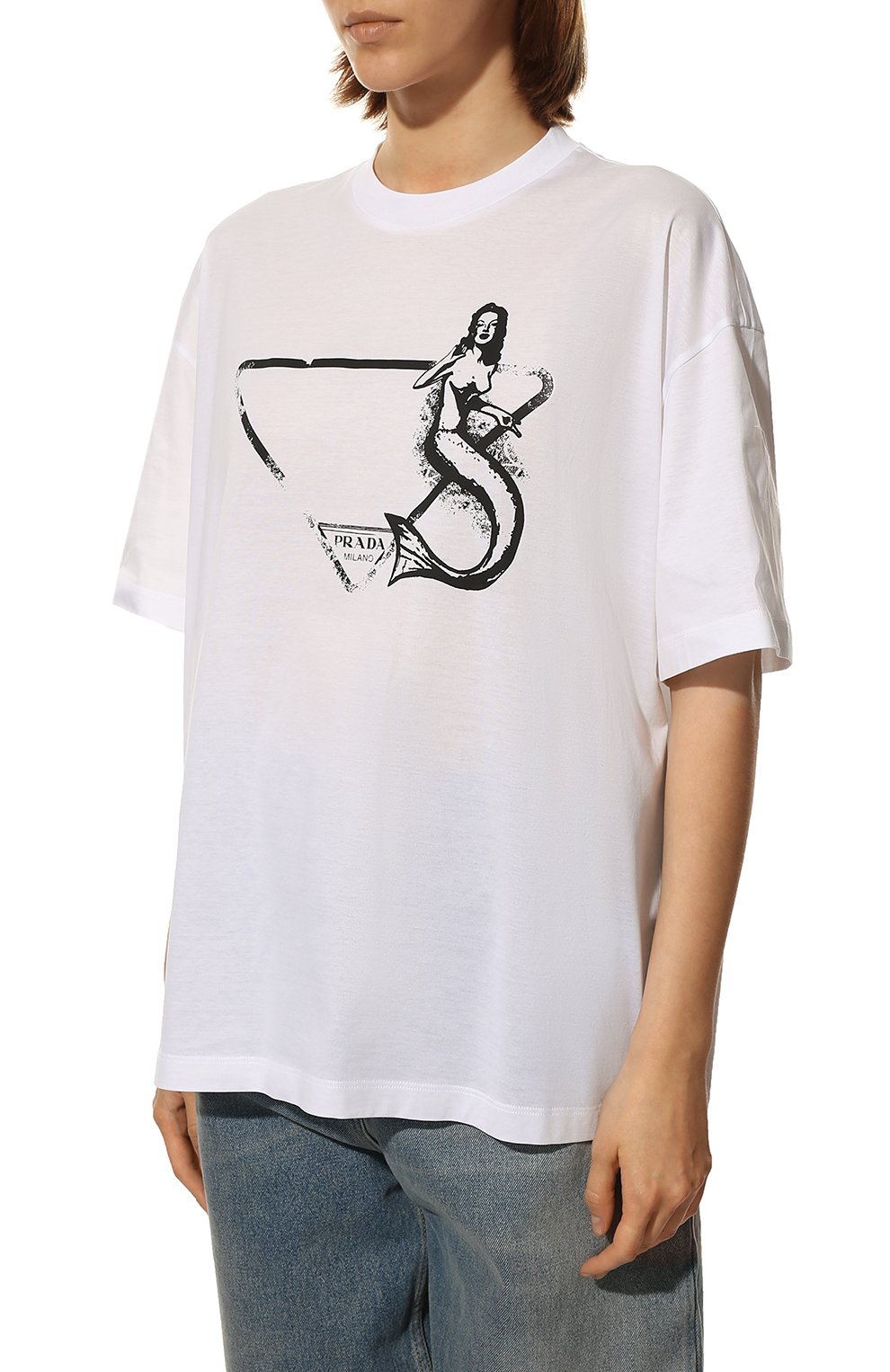 Хлопковая футболка PRADA, арт. 3558A-10M1-F0009-211, фото 3