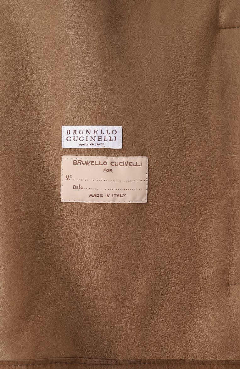 Женская замшевая куртка BRUNELLO CUCINELLI коричневого цвета, арт. MPCAI7326 | Фото 7 (Длина (верхняя одежда): Короткие; Кросс-КТ: Легкие, Куртка; Материал внешний: Натуральная кожа, Замша; Рукава: Длинные; Стили: Кэжуэл; Женское Кросс-КТ: Замша и кожа; Автоматизация ТО: Проставлено; Автоматизация состава: �Проставлено)