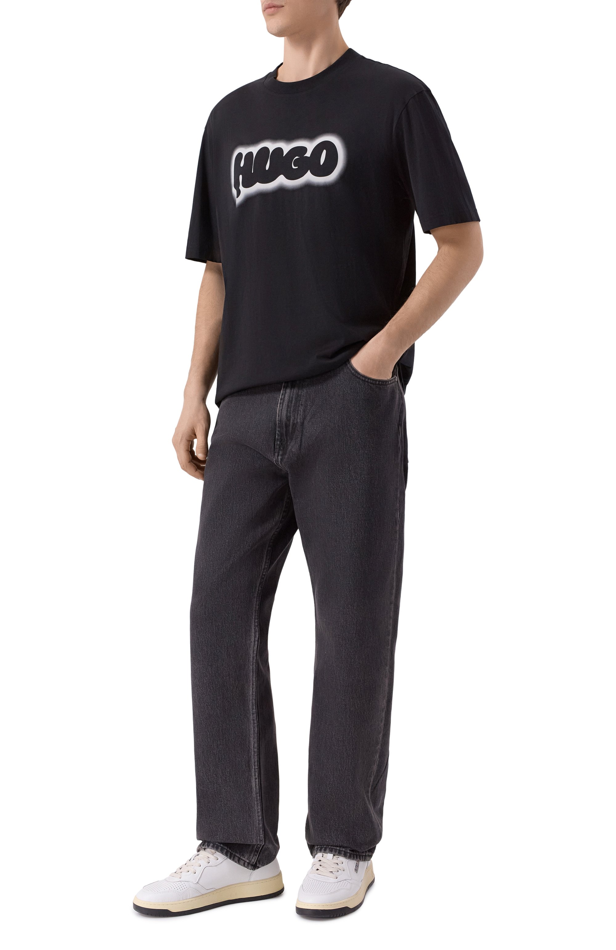 Хлопковая футболка HUGO BLUE черного цвета по цене 5495 руб., арт. 50549155, фото 2 Хлопковая футболка HUGO BLUE, арт. 50549155, фото 2