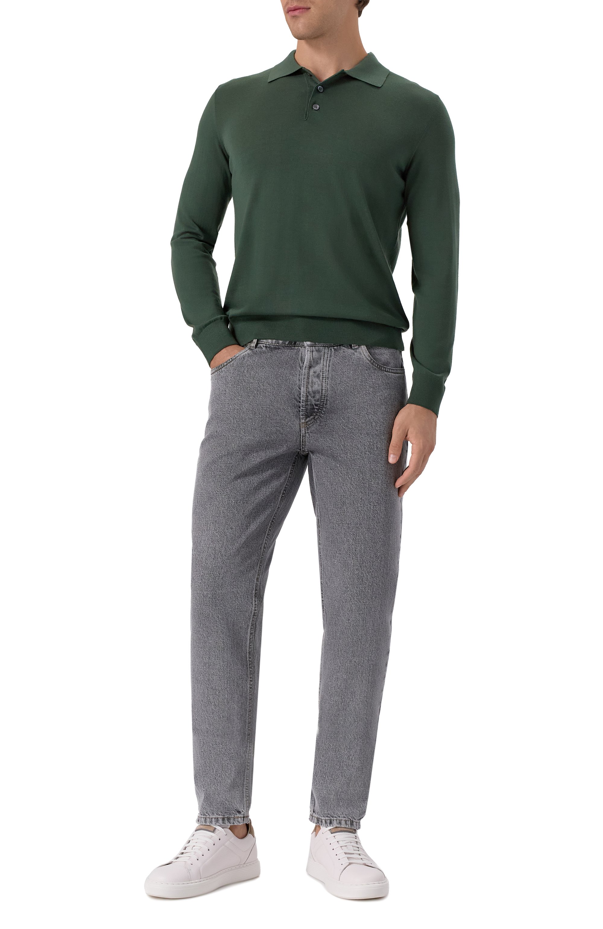 Джинсы traditional fit BRUNELLO CUCINELLI серого цвета по цене 112000 руб., арт. M234PD3210, фото 2 Джинсы traditional fit BRUNELLO CUCINELLI, арт. M234PD3210, фото 2