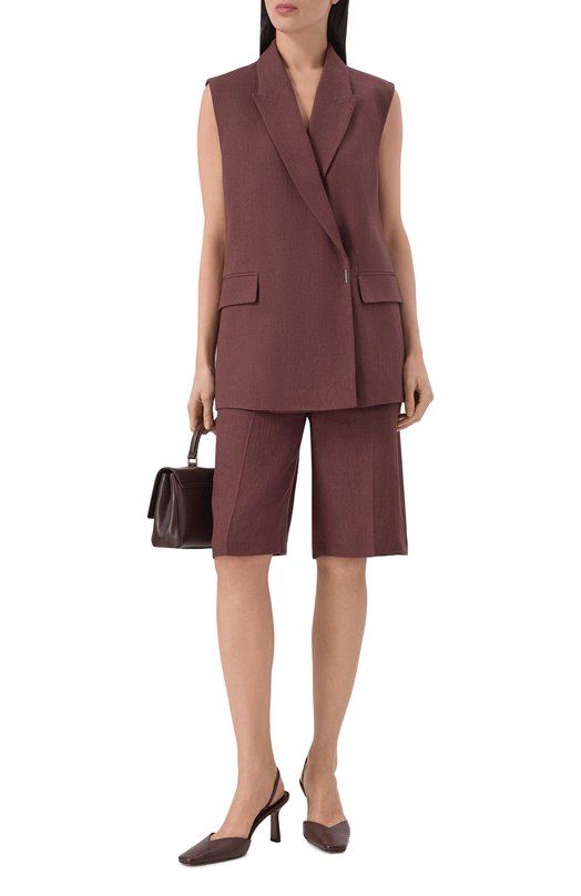 Шорты изо льна и вискозы BOSS 50557429 Коричневый  50557429 Фото 2