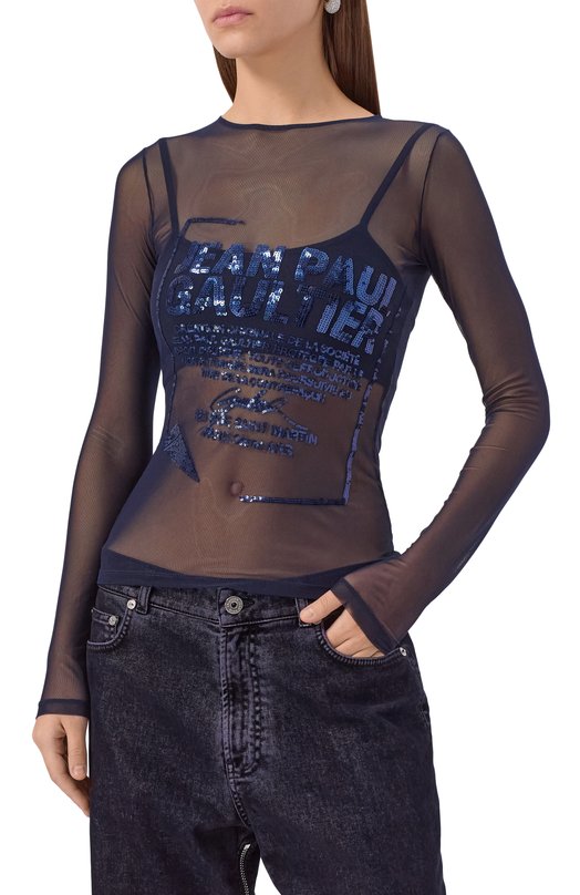 Топ с отделкой пайетками Jean Paul Gaultier 25/04-W-T0381/M001 Синий  25/04-W-T0381/M001 Фото 3