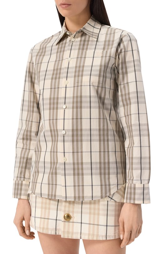 Хлопковая рубашка Burberry 8108663 Бежевый  8108663 Фото 3