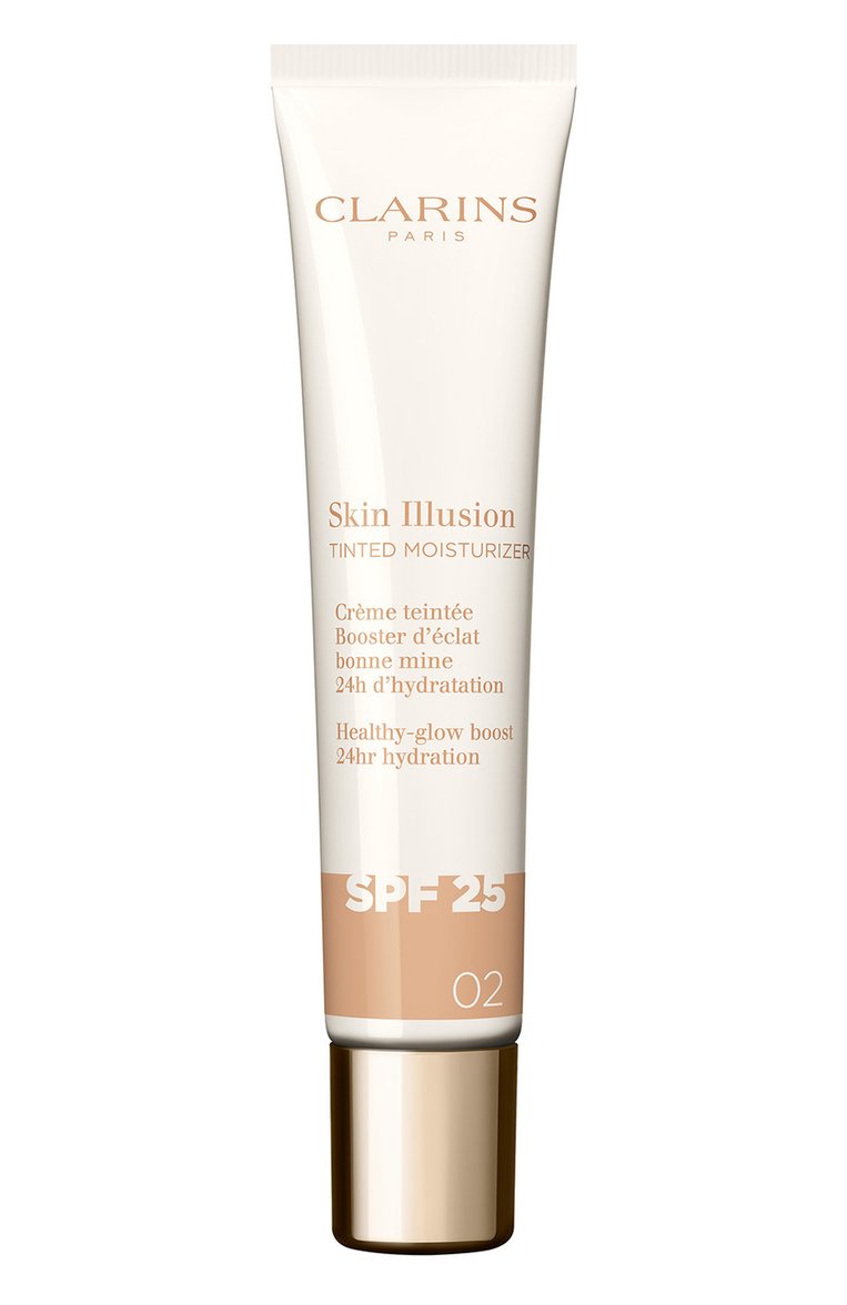 Оттеночный увлажняющий крем для лица с эффектом сияния spf 25, оттенок 02 (40ml) CLARINS  цвета, арт. 80112684 | Фото 1 (Региональные ограничения белый список (Axapta Mercury): Не проставлено; Нос: Не проставлено; Финишное покрытие: Сияющий; Обьем косметики: 40ml)
