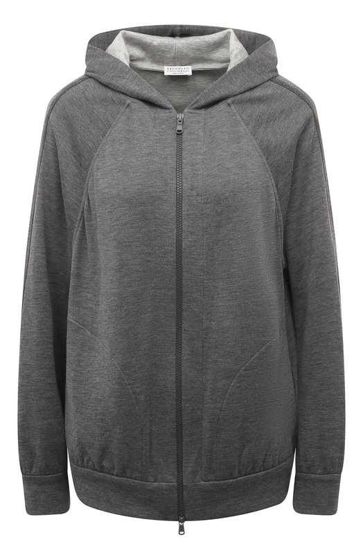 Толстовка из хлопка и шелка Brunello Cucinelli MD828B1342 Серый MD828B1342