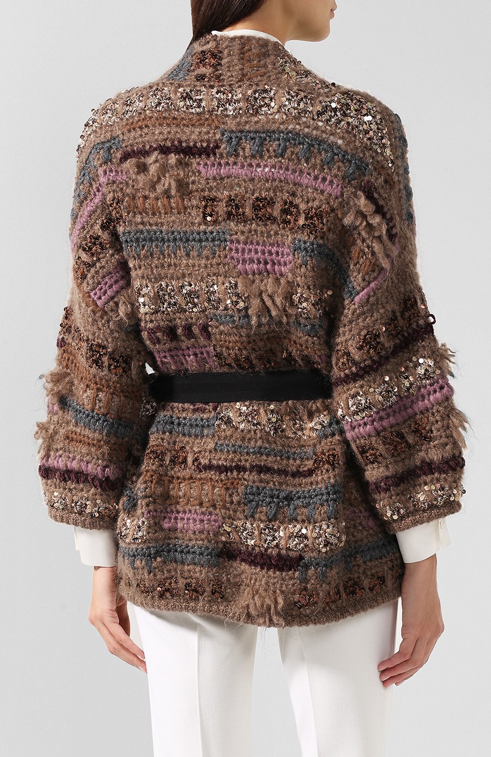 Вязаный кардиган с поясом BRUNELLO CUCINELLI, арт. M8X606106, фото 4