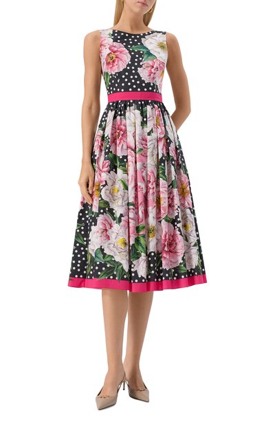 Хлопковое платье DOLCE & GABBANA черно-белого цвета по цене 257500 руб., арт. I6JP5W/HH5ES, фото 3 Хлопковое платье DOLCE & GABBANA, арт. I6JP5W/HH5ES, фото 3