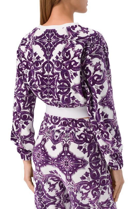 Хлопковый свитшот Dolce & Gabbana F9R09T/HJMP9 Фиолетовый  F9R09T/HJMP9 Фото 4