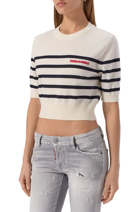 Шерстяной пуловер Dsquared2 S75HA1393/D13153 Кремовый  S75HA1393/D13153 Фото 3