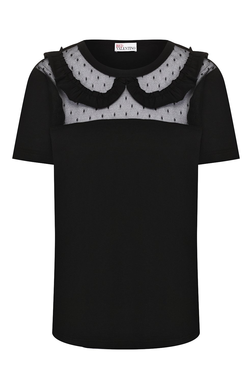 Хлопковая футболка REDVALENTINO черного цвета по цене 26650 руб., арт. TR0MG05Q/52M, фото 1 Хлопковая футболка REDVALENTINO, арт. TR0MG05Q/52M, фото 1