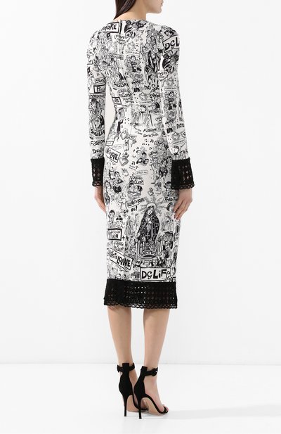 Платье с принтом DOLCE & GABBANA белого цвета по цене 385500 руб., арт. F6D6KT/FS8B6, фото 4 Платье с принтом DOLCE & GABBANA, арт. F6D6KT/FS8B6, фото 4