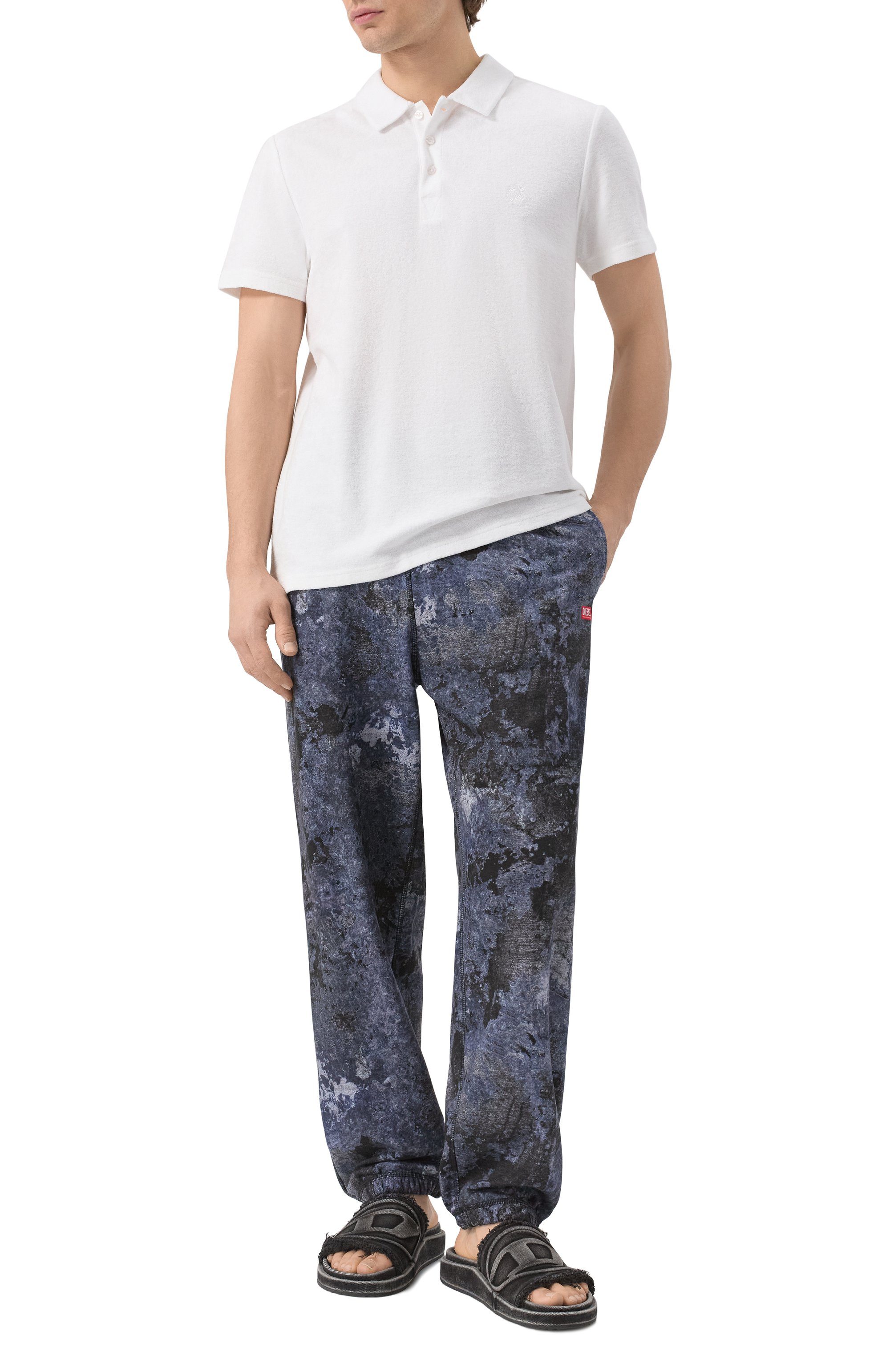 Текстильные шлепанцы sa-slide d oval DIESEL черного цвета по цене 26350 руб., арт. Y03356/P5257, фото 2 Текстильные шлепанцы sa-slide d oval DIESEL, арт. Y03356/P5257, фото 2