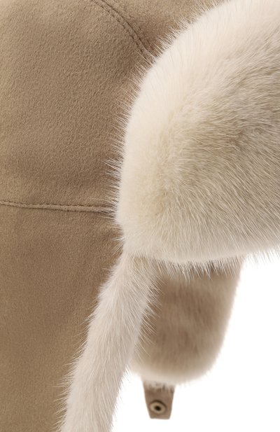 Меховая шапка-ушанка из норки и кашемира VICTORIA KUSENKOVA бежевого цвета по цене 100320 руб., арт. 1091096100153, фото 3 Меховая шапка-ушанка из норки и кашемира VICTORIA KUSENKOVA, арт. 1091096100153, фото 3