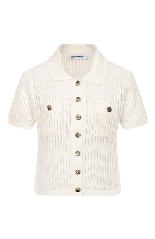 Хлопковый кардиган self-portrait SS25126TW Белый SS25126TW