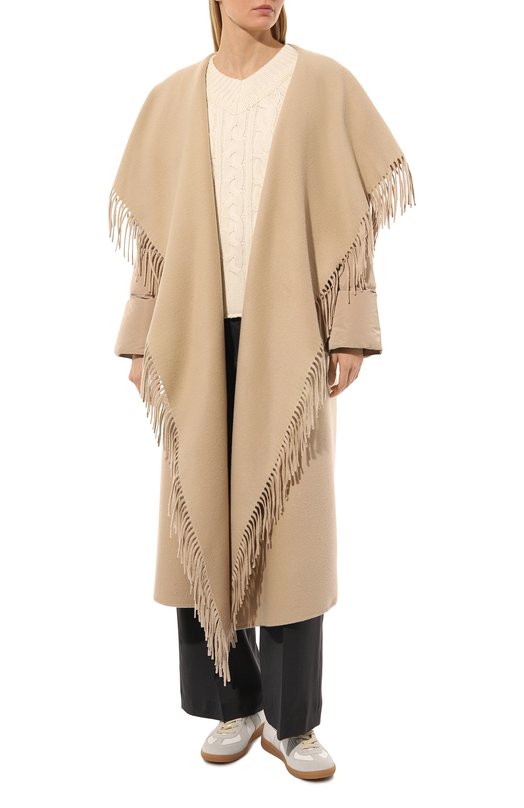 Шерстяное пальто GOEN.J Бежевый, фото 3