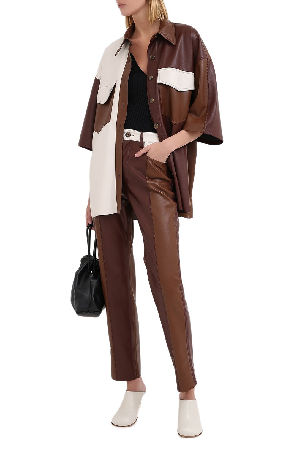 Рубашка NANUSHKA, арт. R0QUE_BR0WN PATCH_VEGAN LEATHER, фото 2