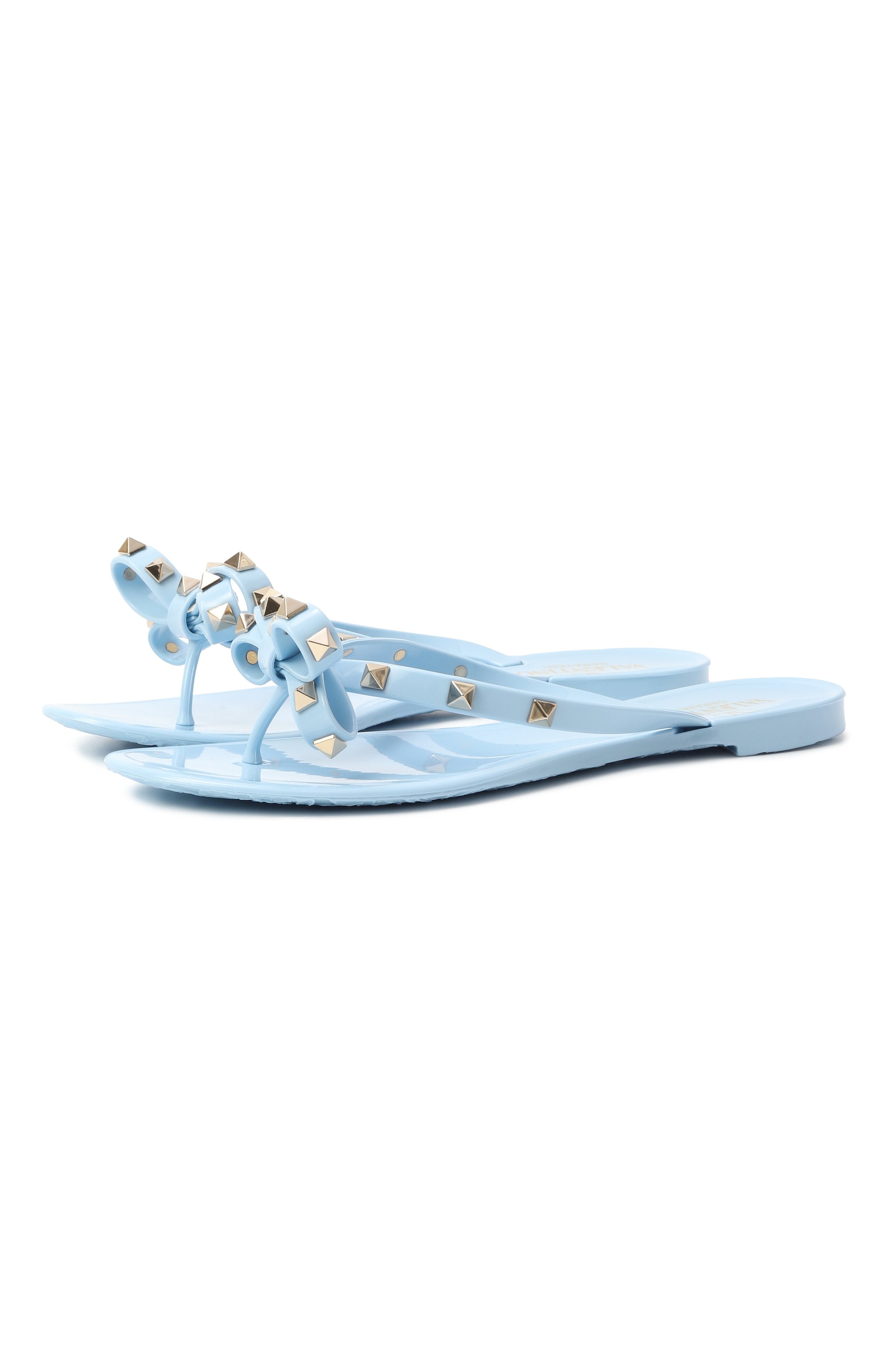 Шлепанцы rockstud VALENTINO голубого цвета по цене 51600 руб., арт. 7W2S0552/PVS, фото 1 Шлепанцы rockstud VALENTINO, арт. 7W2S0552/PVS, фото 1
