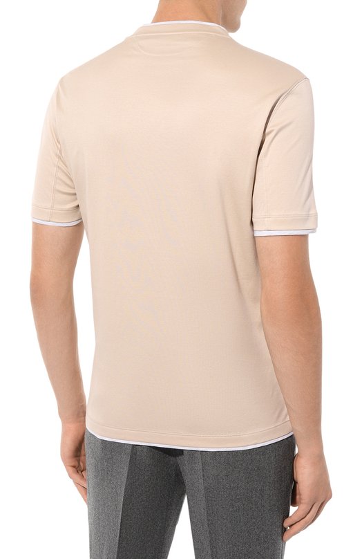 Хлопковая футболка Brunello Cucinelli M0T617427 Бежевый  M0T617427 Фото 4