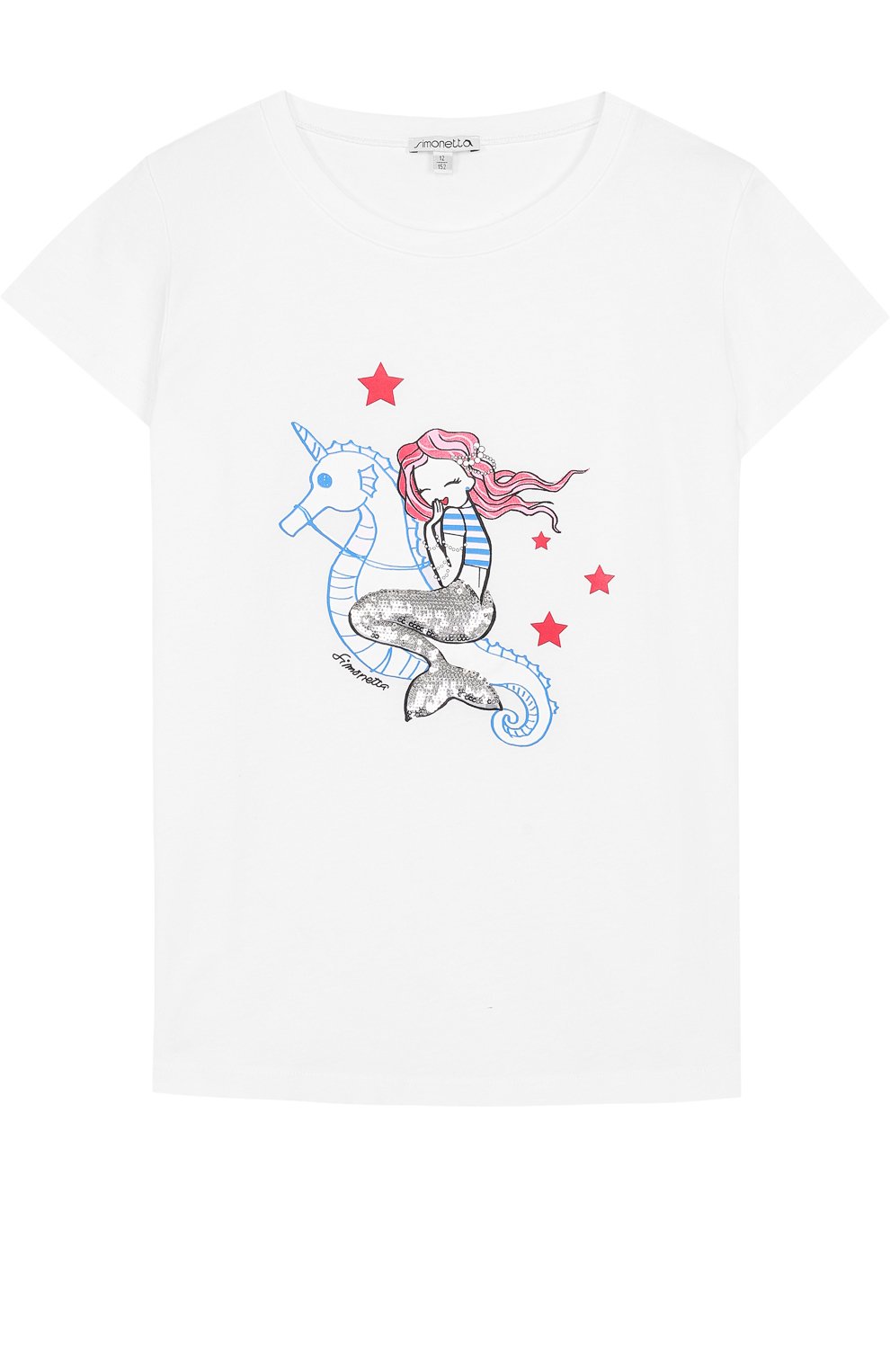Хлопковая футболка с принтом и пайетками SIMONETTA, арт. 1I8191/IX100/12-16, фото 1