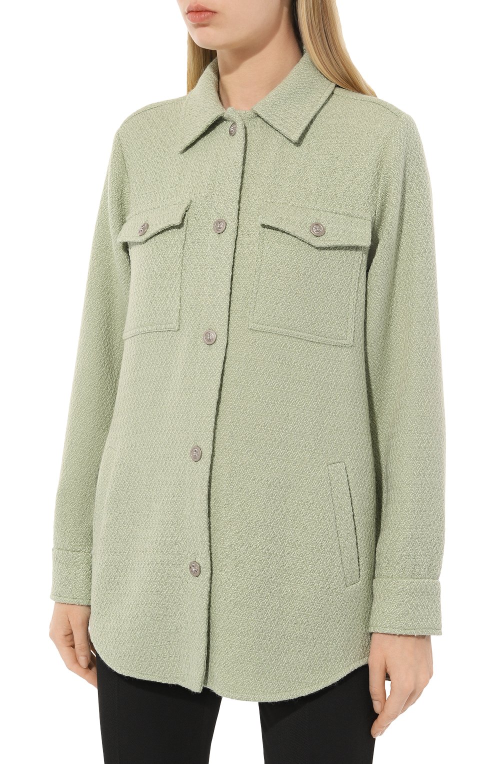 Шерстяная рубашка SEVEN LAB оливкового цвета по цене 25200 руб., арт. SBT.05.520.320, фото 3 Шерстяная рубашка SEVEN LAB, арт. SBT.05.520.320, фото 3