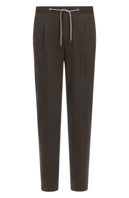 Мужские брюки из шерсти и хлопка CORNELIANI темно-зеленого цвета, арт. 254L19-2518800 | Фото 1 (Материал сплава: Проставлено; Стили: Кэжуэл; Драгоценные камни: Проставлено; Случай: Повседневный; Материал внешни�й: Шерсть, Хлопок; Длина (брюки, джинсы): Стандартные)
