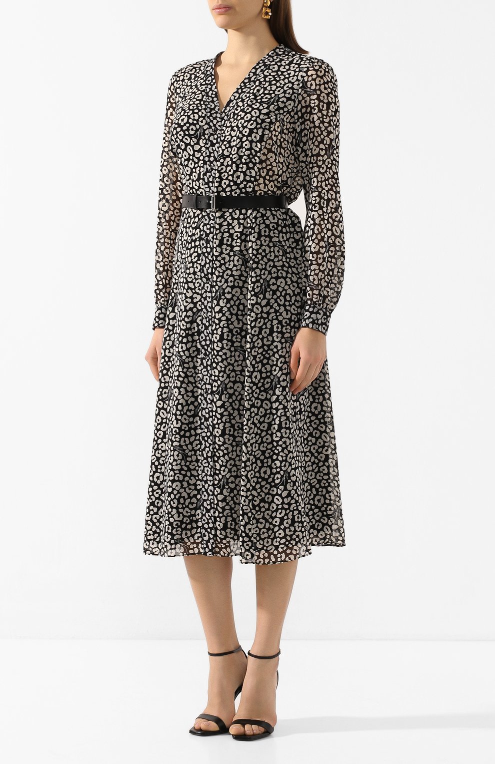 Платье с ремнем MICHAEL MICHAEL KORS черно-белого цвета по цене 24150 руб., арт. MH98Y46DDM, фото 3 Платье с ремнем MICHAEL MICHAEL KORS, арт. MH98Y46DDM, фото 3