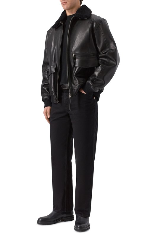 Кожаный бомбер Balmain FH0TF998/LC62 Чёрный  FH0TF998/LC62 Фото 2